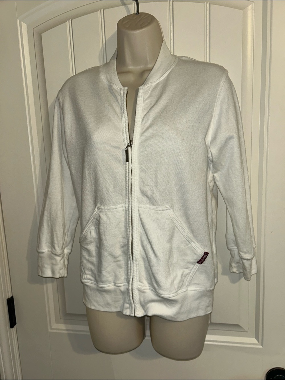 New Hard Tail Forever White Women's Zip-Front Bomber Sweatshirt Jacket Sz M